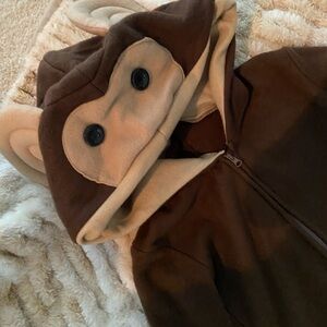 Brown Monkey Costume with Ears and Long Tail